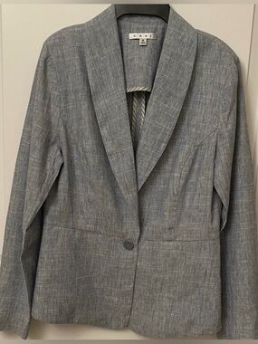 CAbi Textured Blue Jacket/ Cotton and Linen/unlined